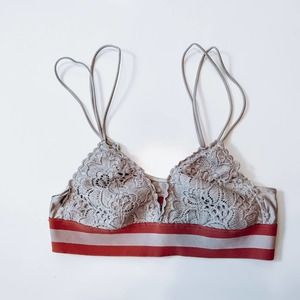 Aerie Lacey Strappy Triangle Bralette Pink Gray Size Small